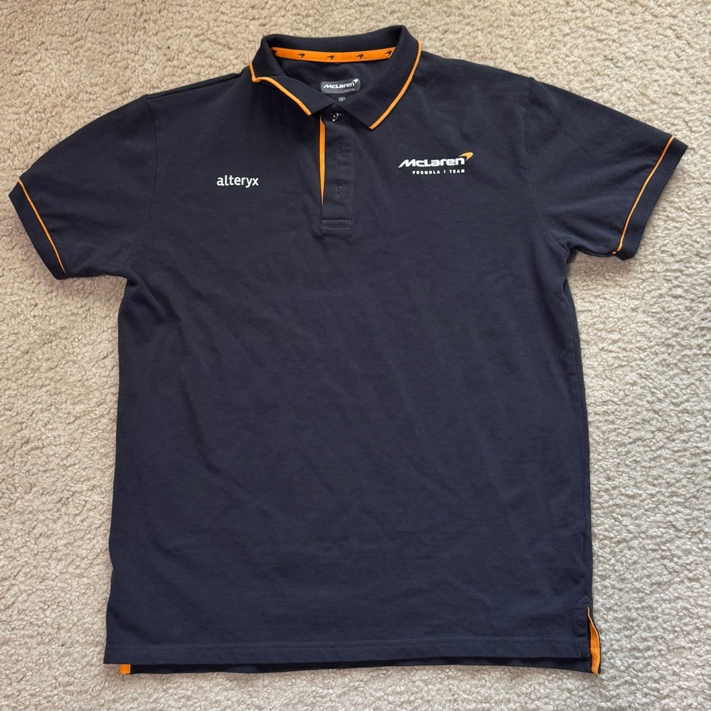 McLaren Team Navy Polo Shirt with Orange Trim